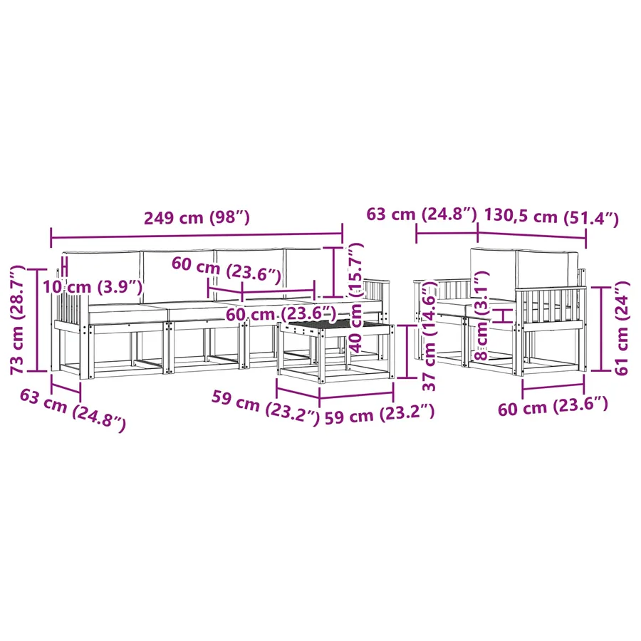 Ensemble de canapés d'extérieur 7 pcs Blanc et Beige - 7