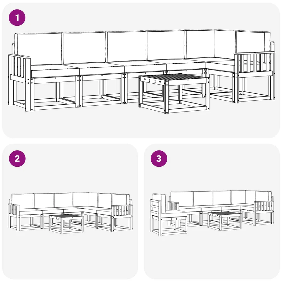 Ensemble de canapés d'extérieur 7 pcs Blanc et Beige Polyester - 7