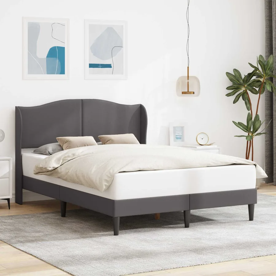 Cadre de lit avec tête de lit Gris 120 x 190 cm Simili cuir