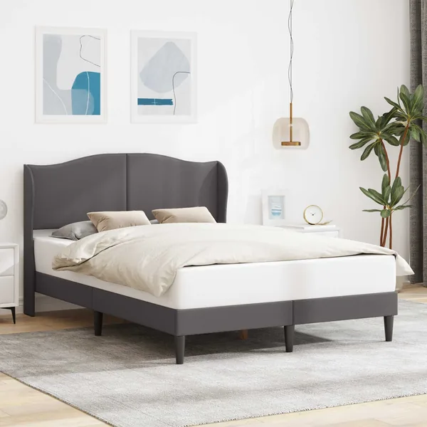 Cadre de lit avec tête de lit Gris 120 x 190 cm Simili cuir