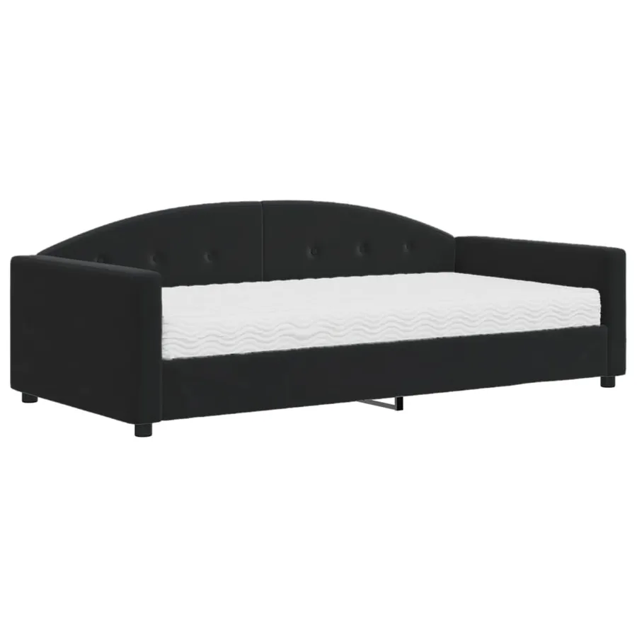 Lit de jour avec matelas noir 100x200 cm velours - 2