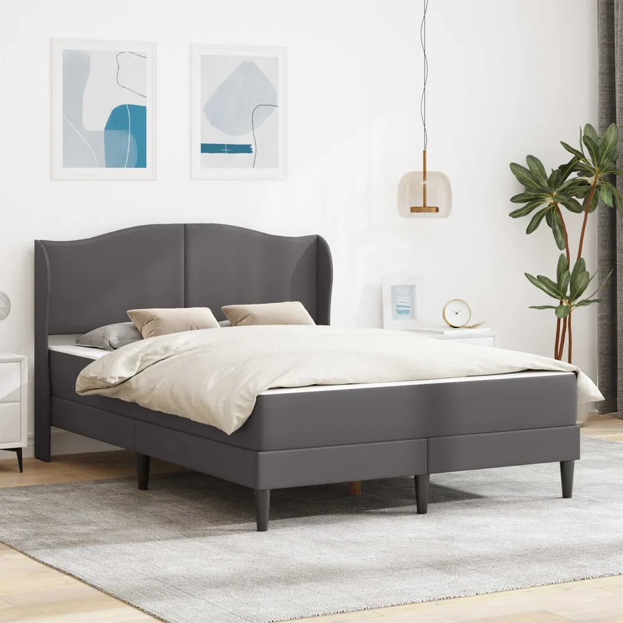 Cadre de lit avec tête de lit Gris 120 x 190 cm Simili cuir