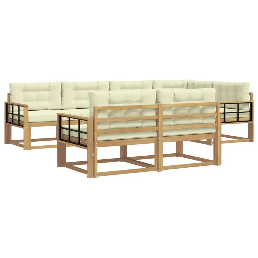 Ensemble de canapés d'extérieur 6 pcs Blanc et crème Polyester - 2