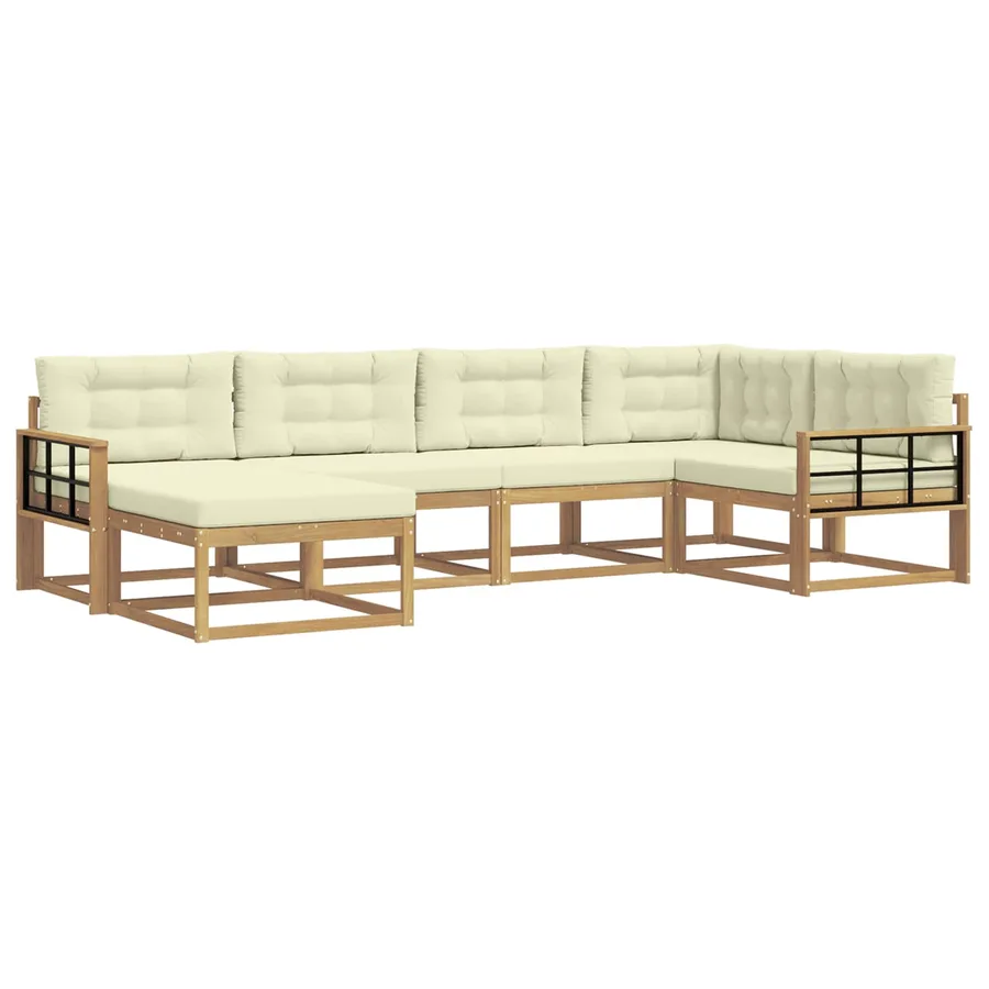 Ensemble de canapés d'extérieur 5 pcs Blanc et crème Polyester - 2