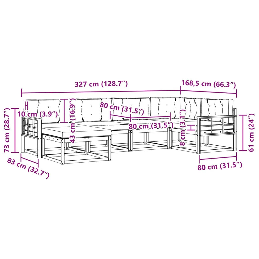 Ensemble de canapés d'extérieur 5 pcs Blanc et crème Polyester - 7