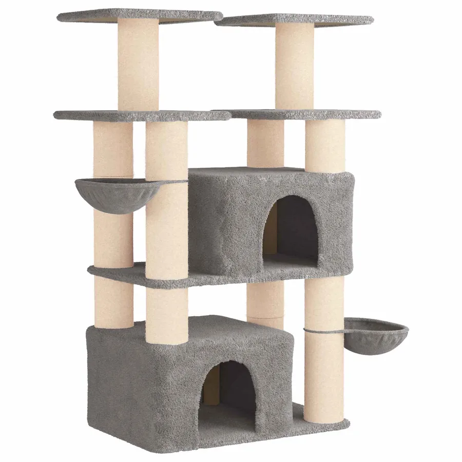 Arbre à chat avec poteaux à griffer en sisal 2 pc Gris clair - 2