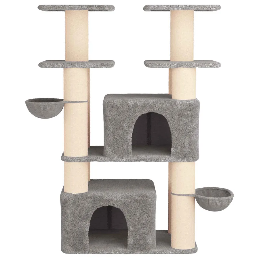 Arbre à chat avec poteaux à griffer en sisal 2 pc Gris clair - 4