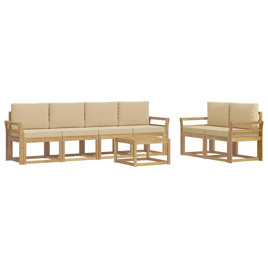 Ensemble de canapés d'extérieur 7 pcs Blanc et Beige - 2