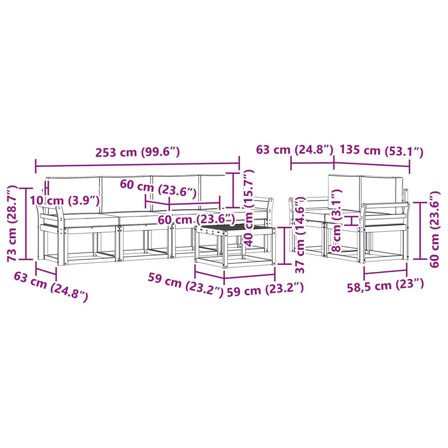 Ensemble de canapés d'extérieur 7 pcs Blanc et Beige - 7