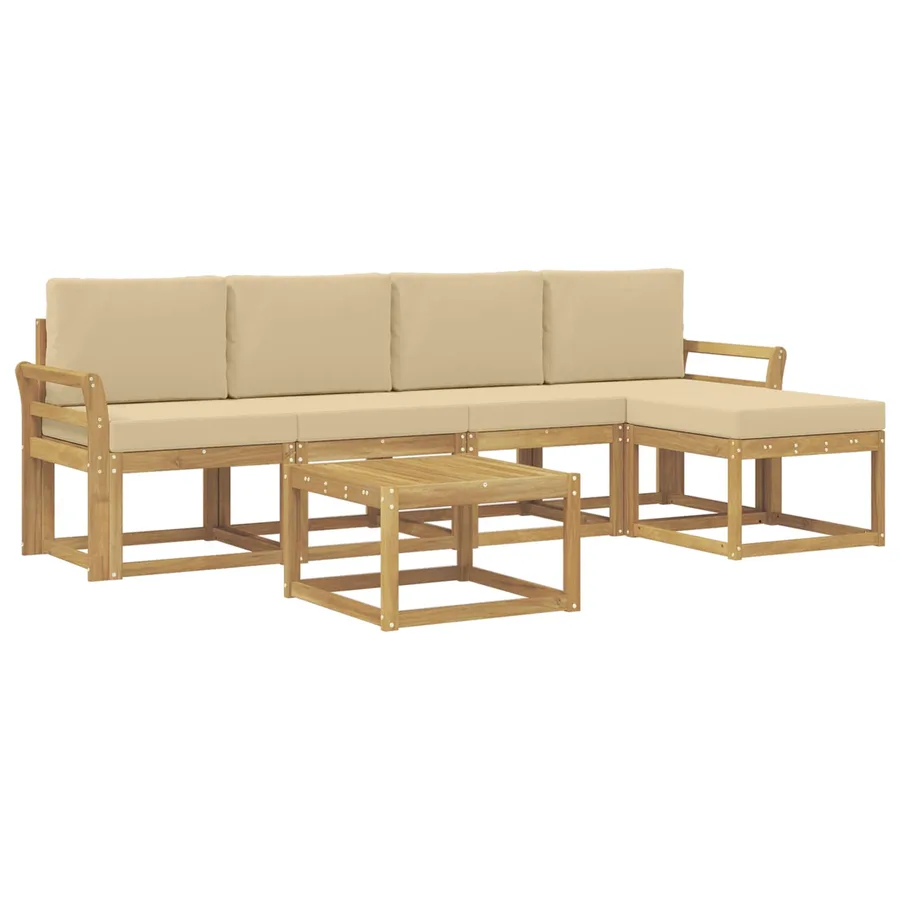 Ensemble de canapés d'extérieur 6 pcs Blanc et Beige - 2