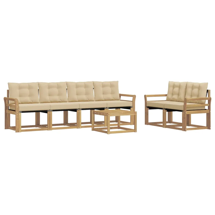 Ensemble de canapés d'extérieur 7 pcs Blanc et Beige - 2