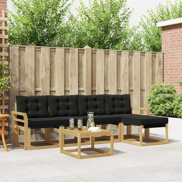 Ensemble de canapés d'extérieur 6 pcs Blanc et noir