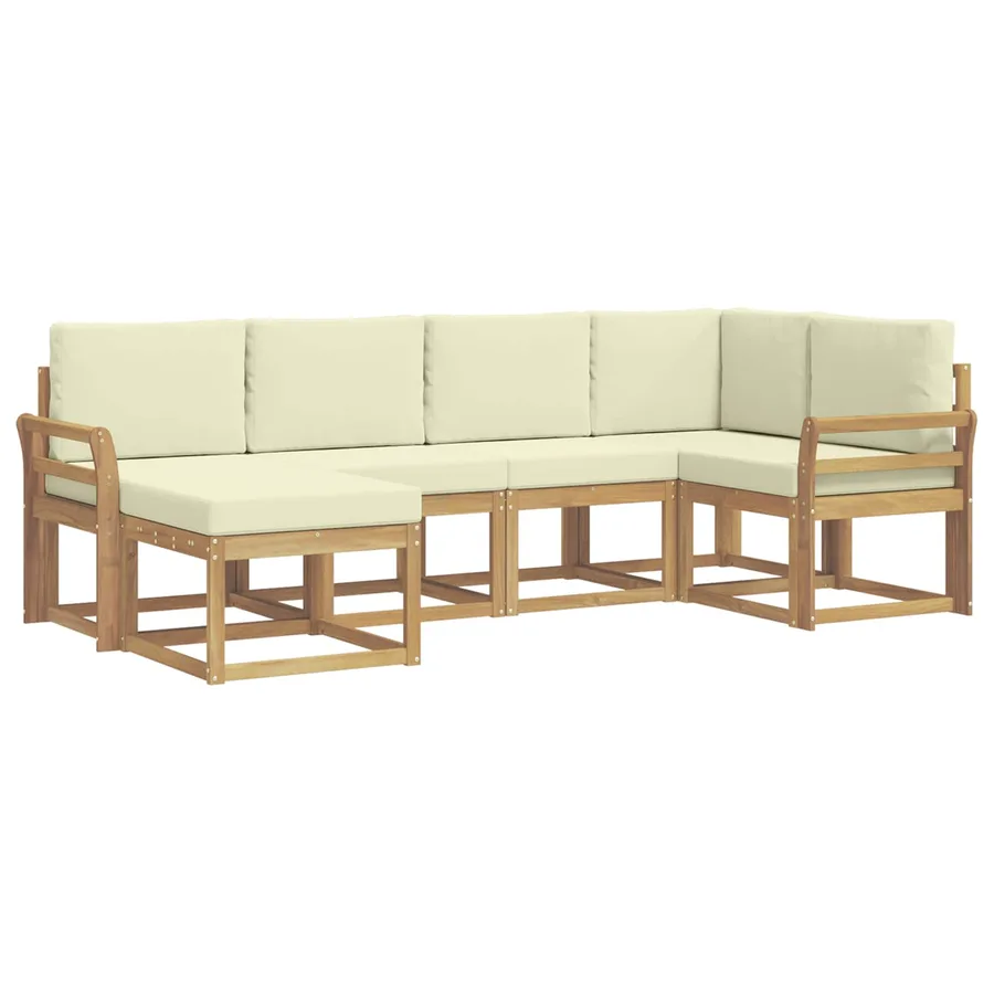 Ensemble de canapés d'extérieur 6 pcs Blanc et crème Polyester - 2