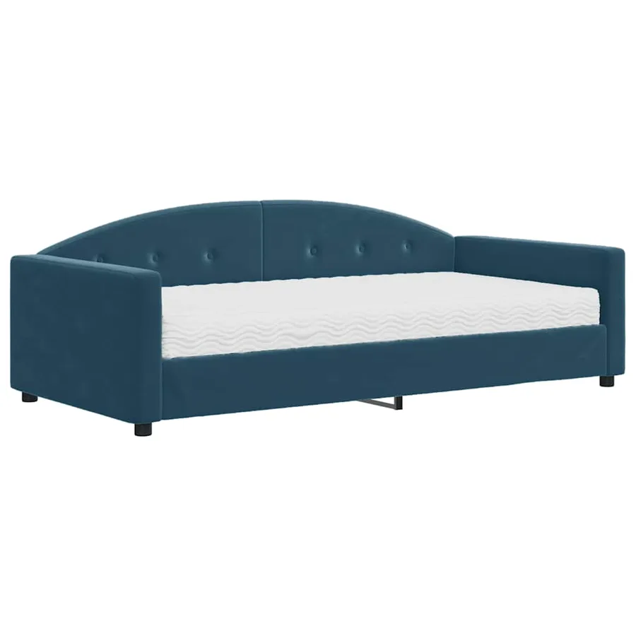 Lit de jour avec matelas bleu 100x200 cm velours - 2
