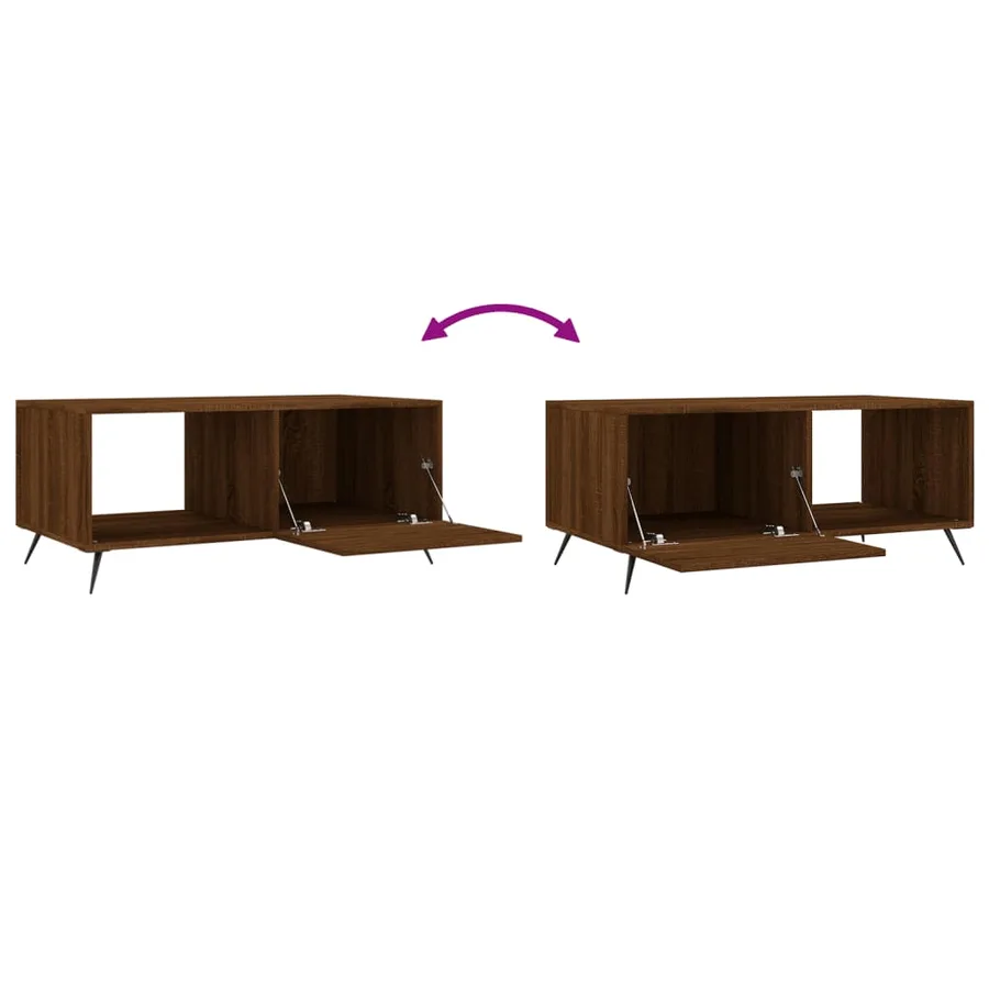 Table basse chêne marron 90x50x40 cm bois d'ingénierie - 9