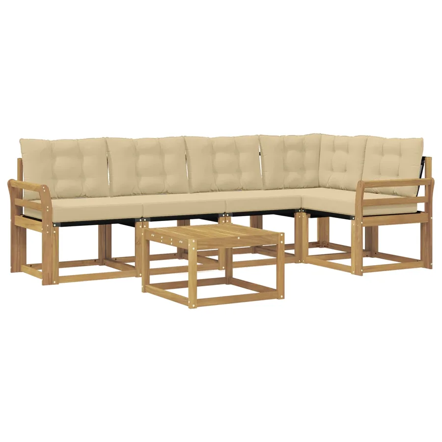 Ensemble de canapés d'extérieur 6 pcs Blanc et Beige - 2
