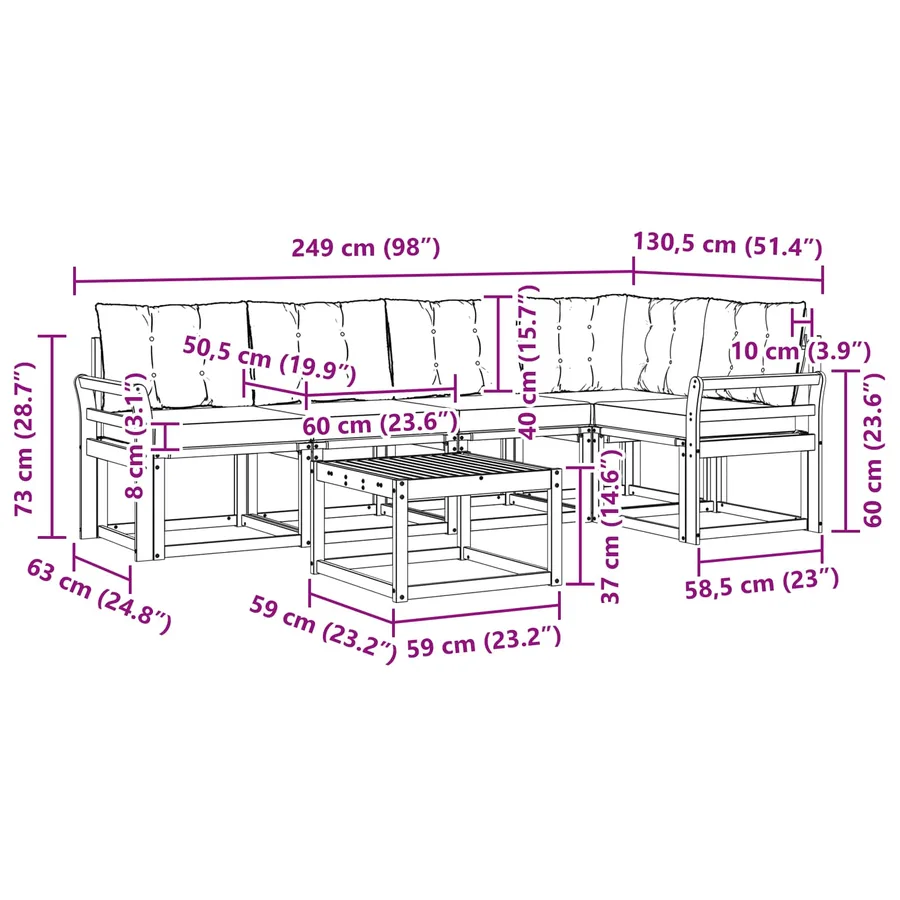 Ensemble de canapés d'extérieur 6 pcs Blanc et Beige - 8