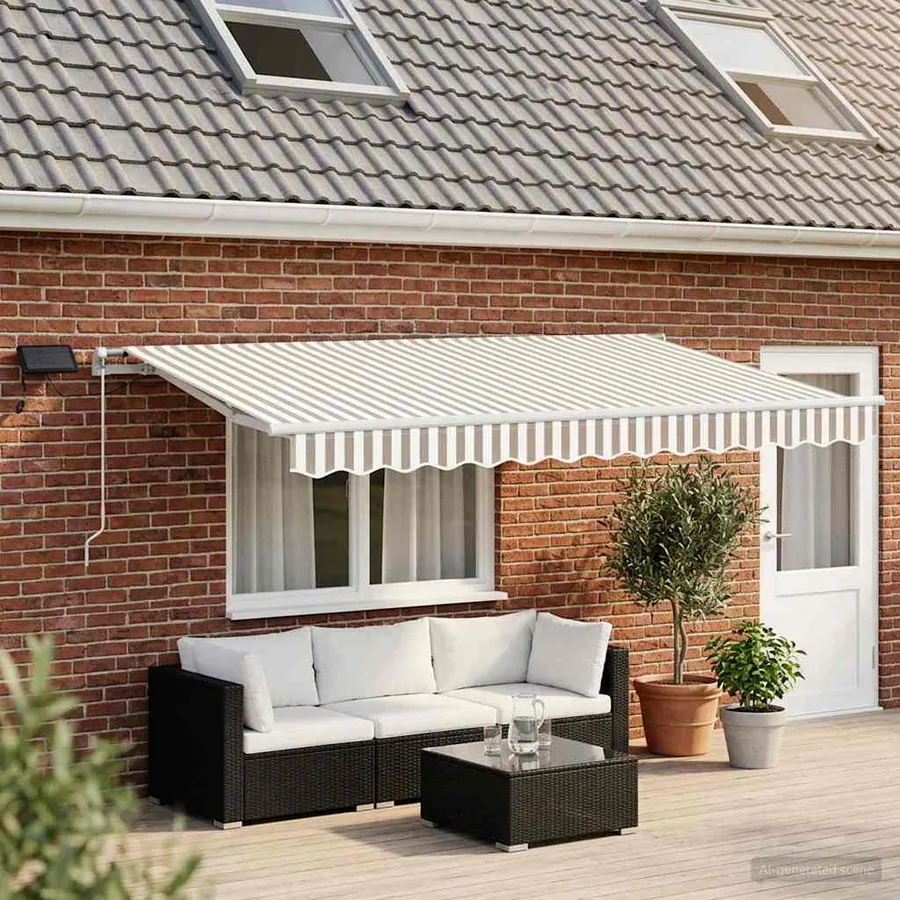 Auvent rétractable Gris clair et blanc 600 × 300 cm
