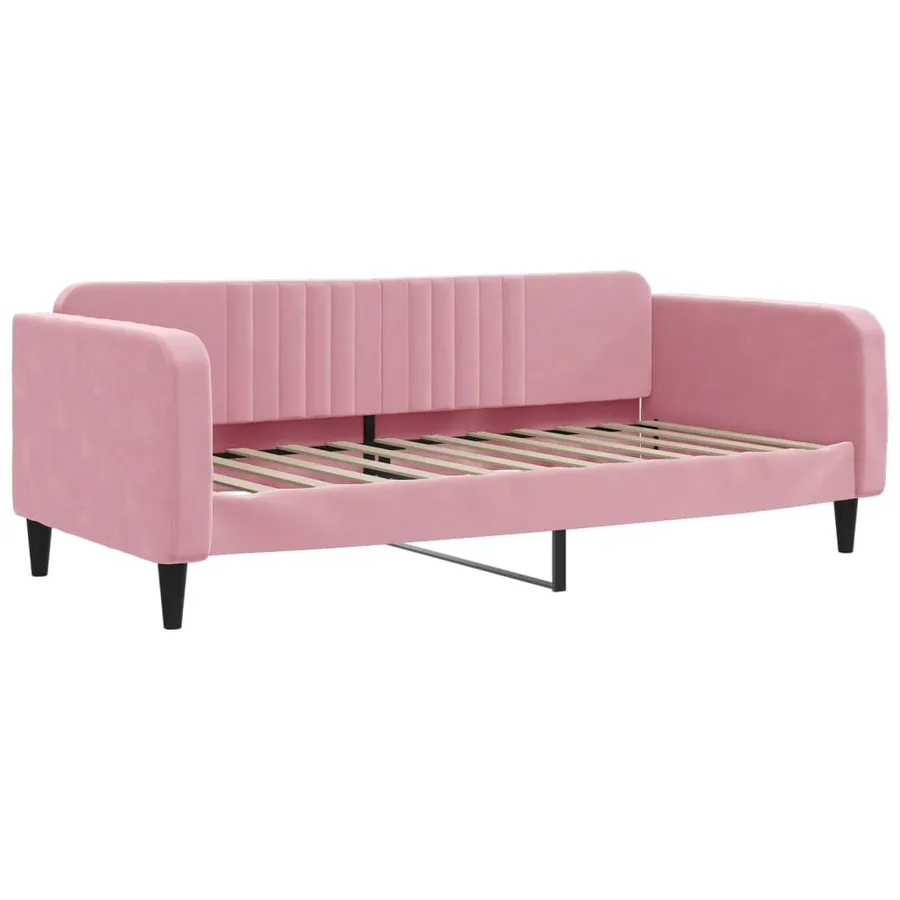 Lit de jour avec matelas rose 100x200 cm velours - 3