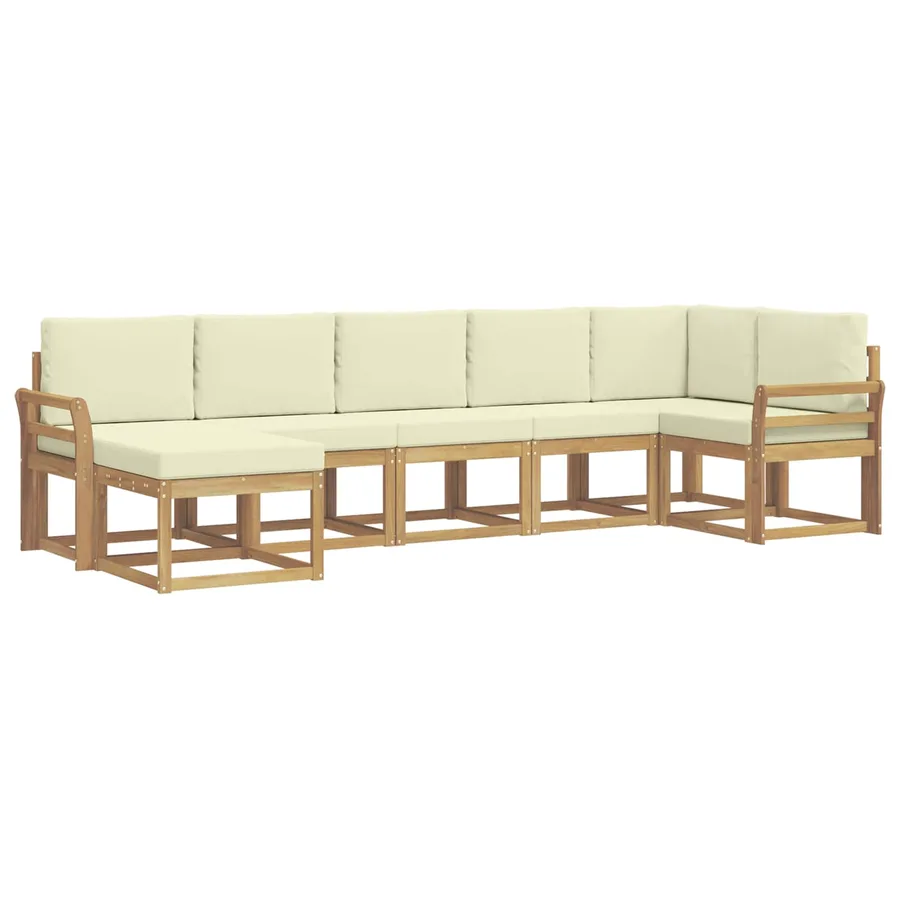Ensemble de canapés d'extérieur 7 pcs Blanc et crème Polyester - 2