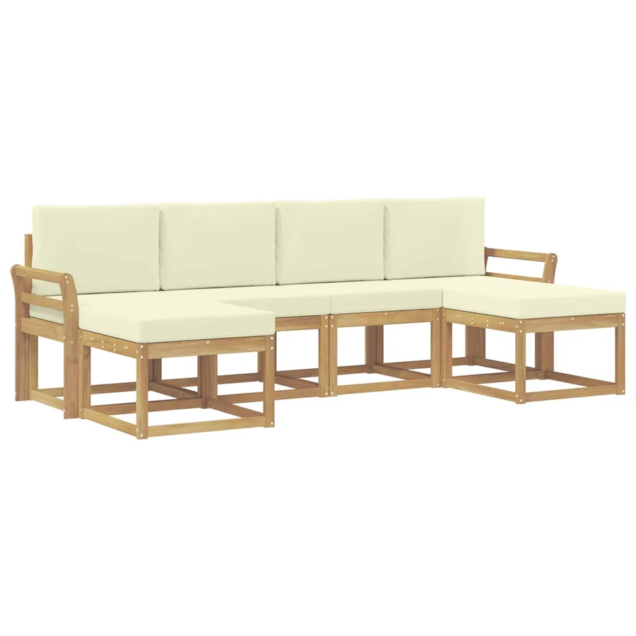 Ensemble de canapés d'extérieur 6 pcs Blanc et crème Polyester - 2