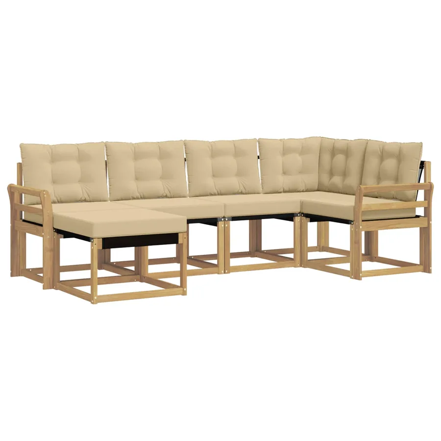 Ensemble de canapés d'extérieur 6 pcs Blanc et Beige - 2