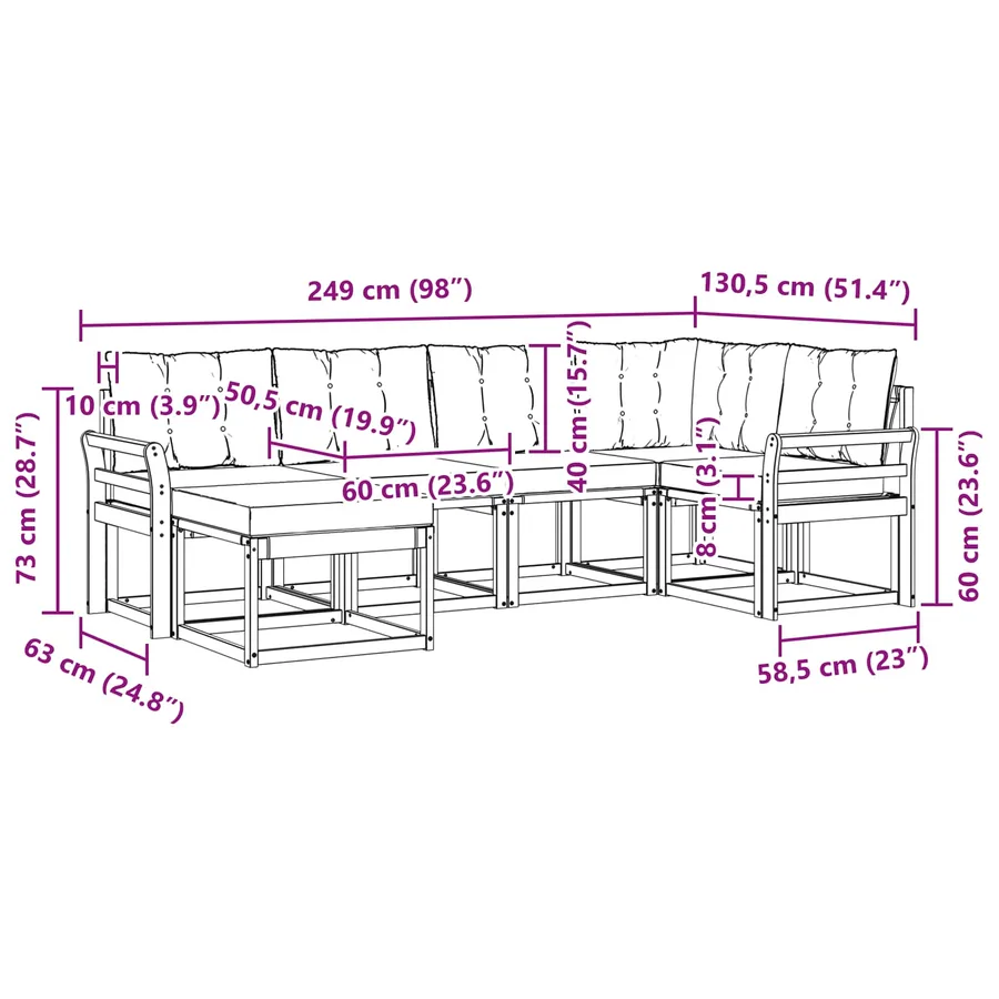 Ensemble de canapés d'extérieur 6 pcs Blanc et Beige - 8