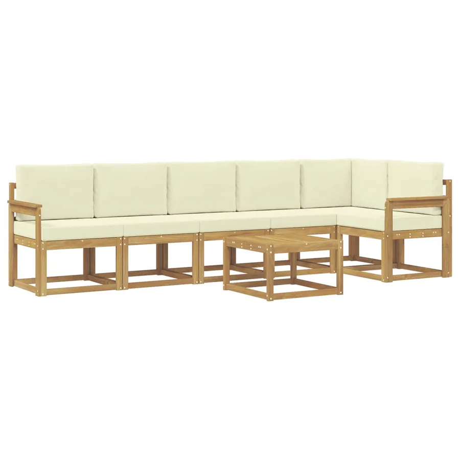 Ensemble de canapés d'extérieur 7 pcs Blanc et crème Polyester - 2