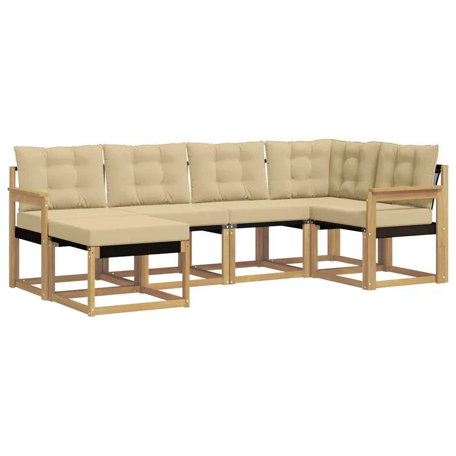 Ensemble de canapés d'extérieur 6 pcs Blanc et Beige - 2