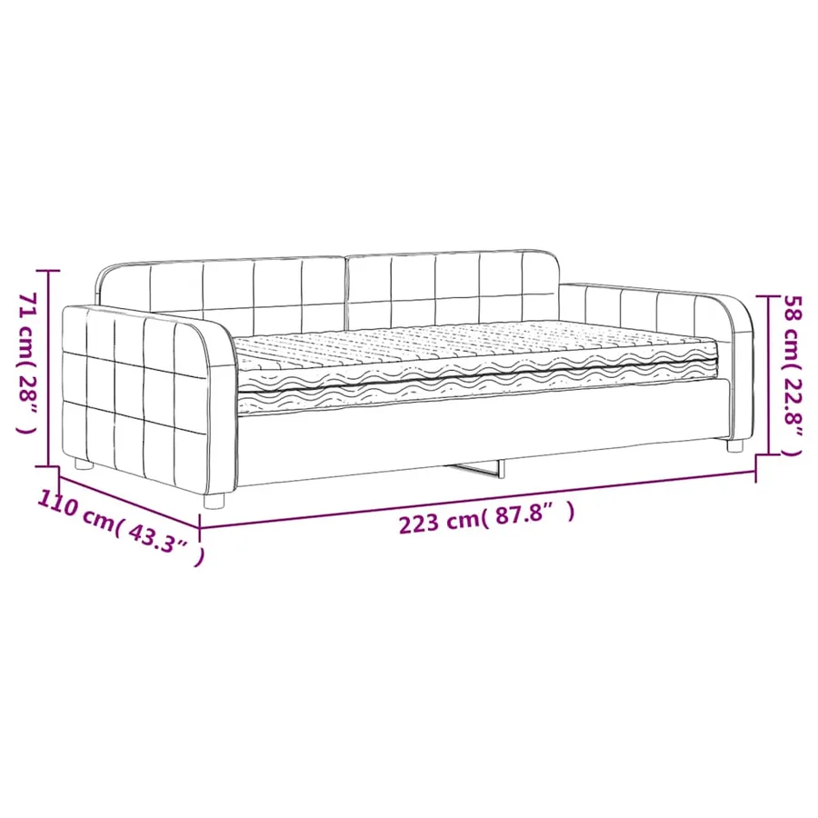 Lit de jour avec matelas jaune 100x200 cm velours - 12