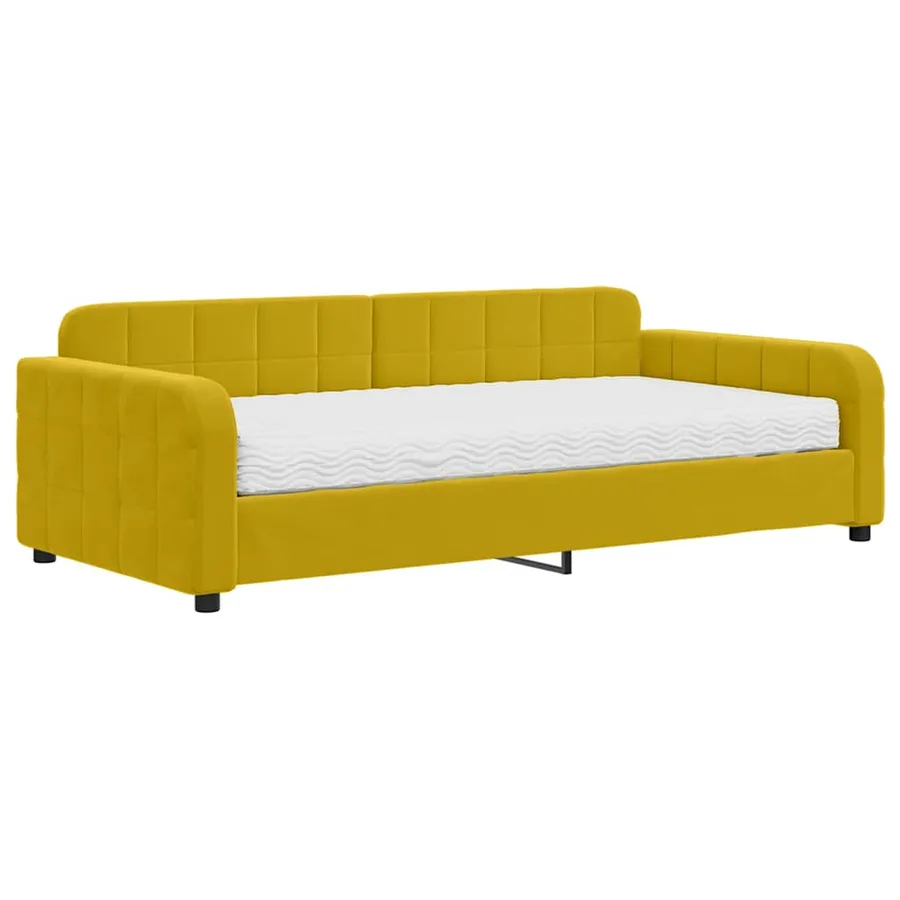Lit de jour avec matelas jaune 100x200 cm velours - 2