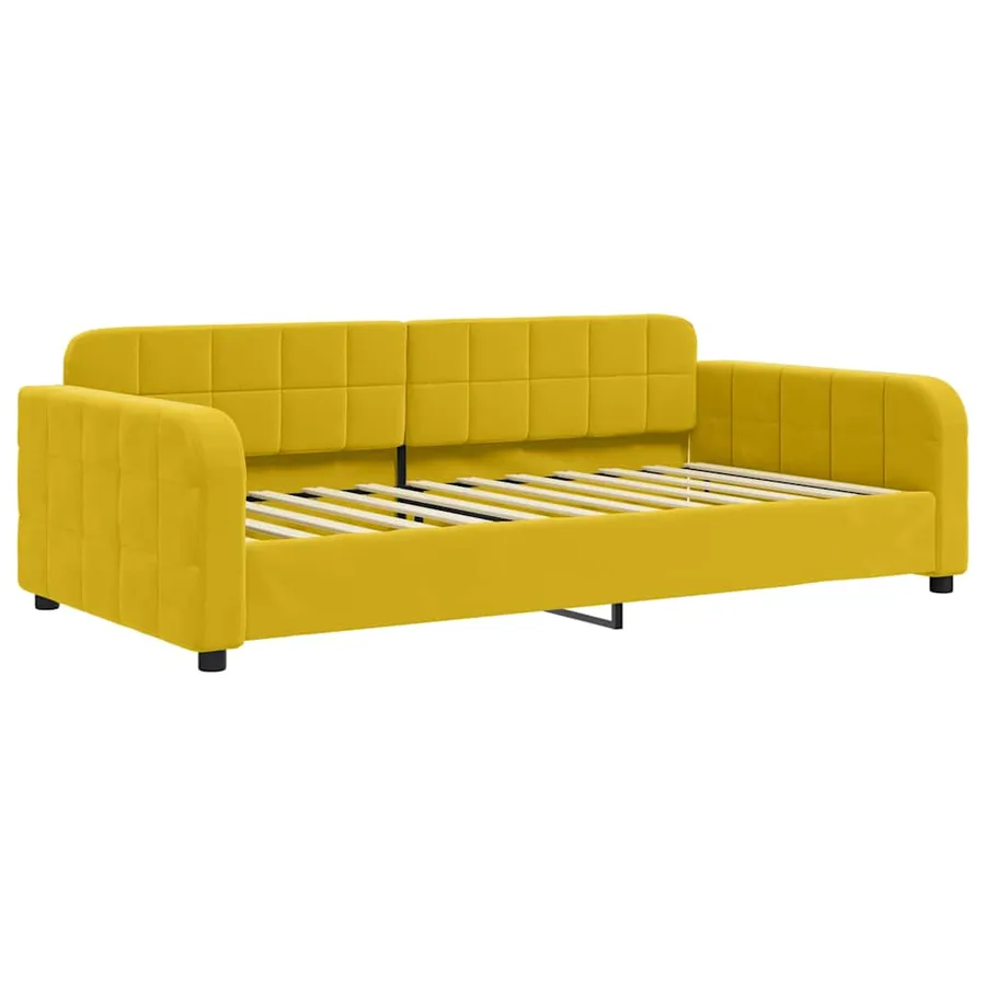 Lit de jour avec matelas jaune 100x200 cm velours - 3