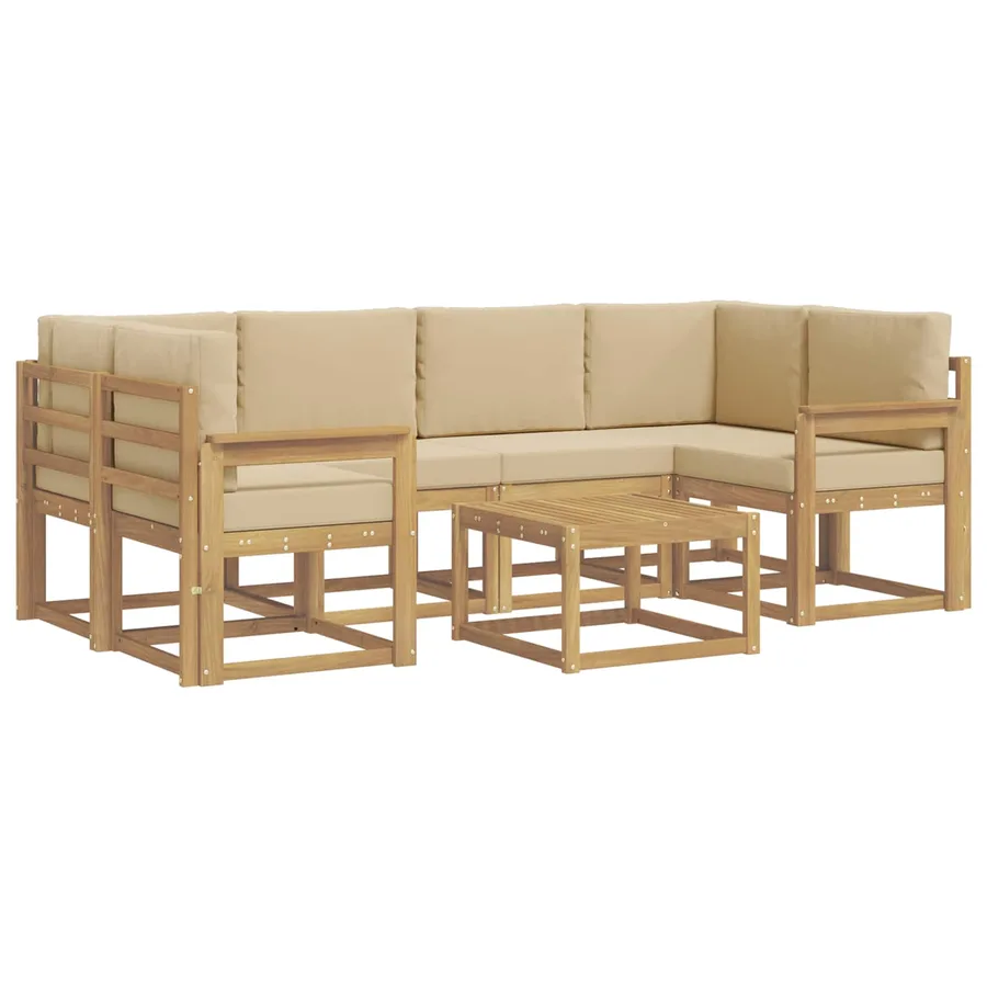 Ensemble de canapés d'extérieur 7 pcs Blanc et Beige - 2