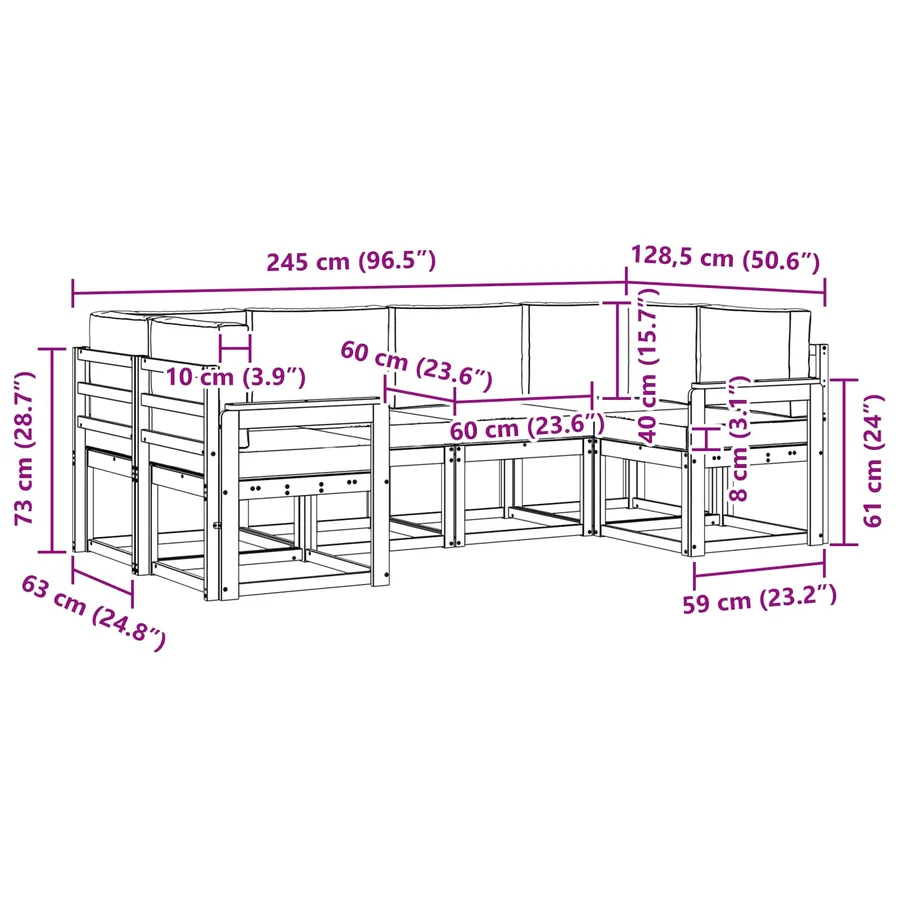 Ensemble de canapés d'extérieur 6 pcs Blanc et anthracite - 7