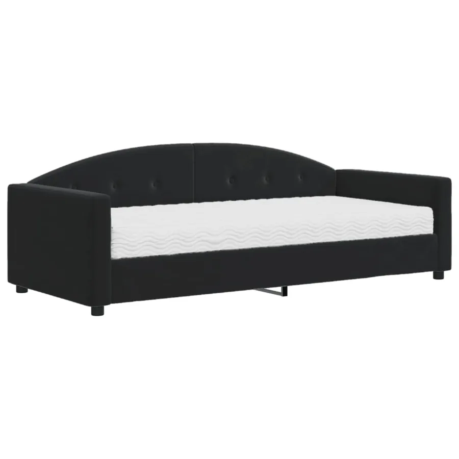 Lit de jour avec matelas noir 90x200 cm velours - 2