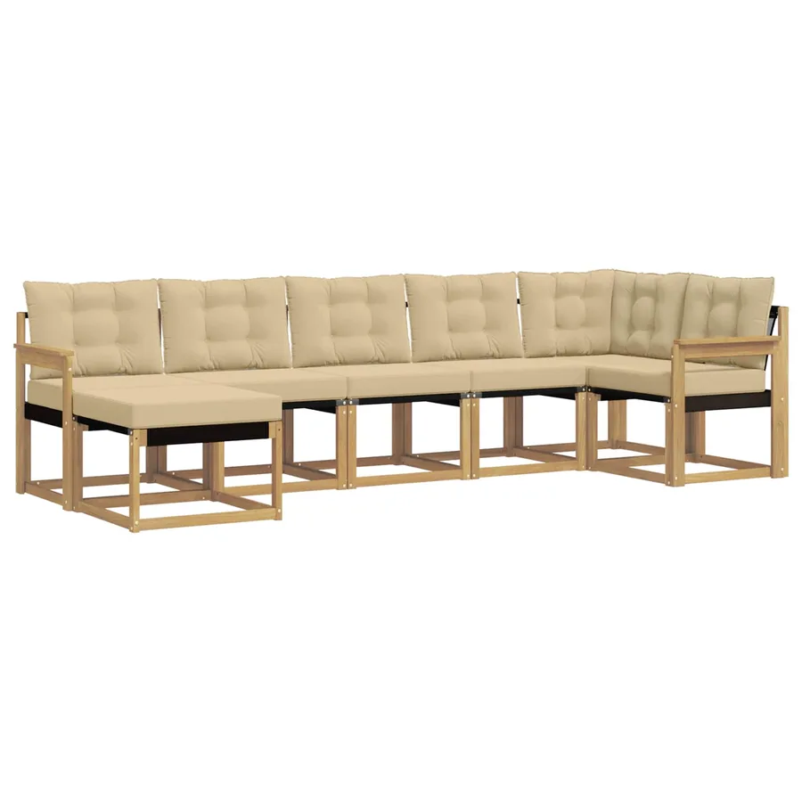 Ensemble de canapés d'extérieur 7 pcs Blanc et Beige - 2