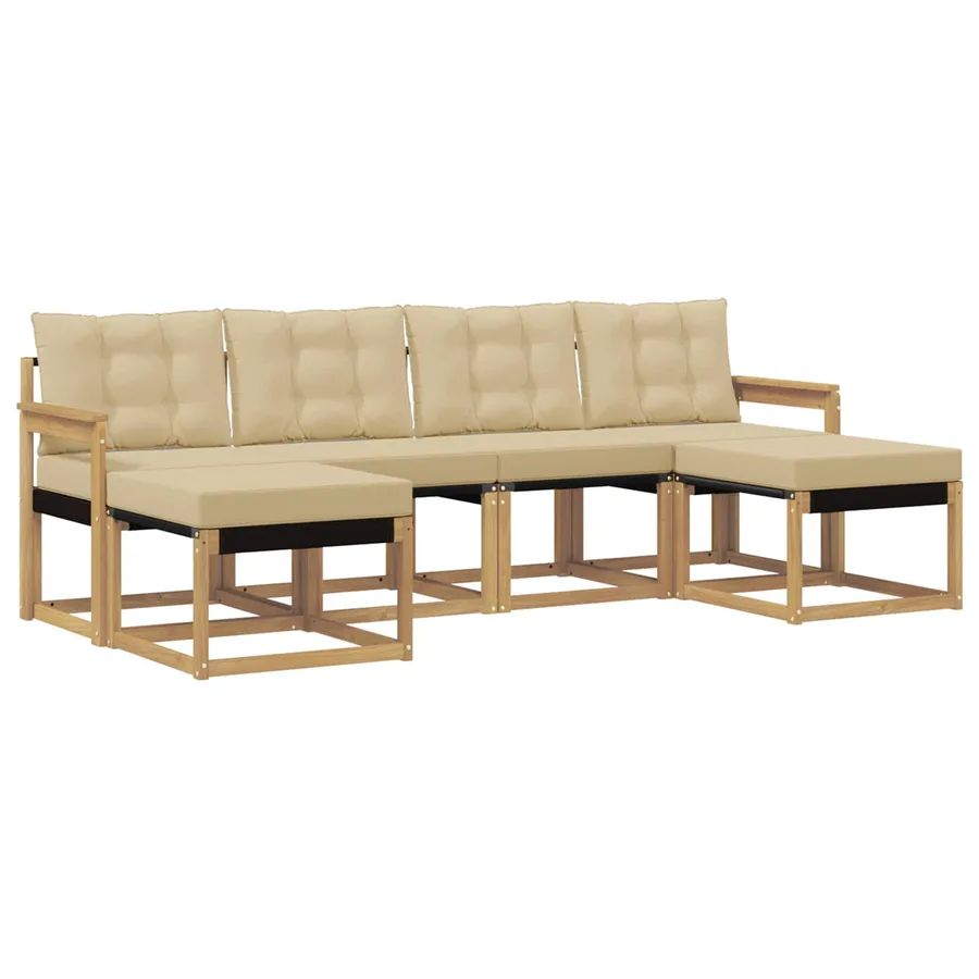Ensemble de canapés d'extérieur 6 pcs Blanc et Beige - 2