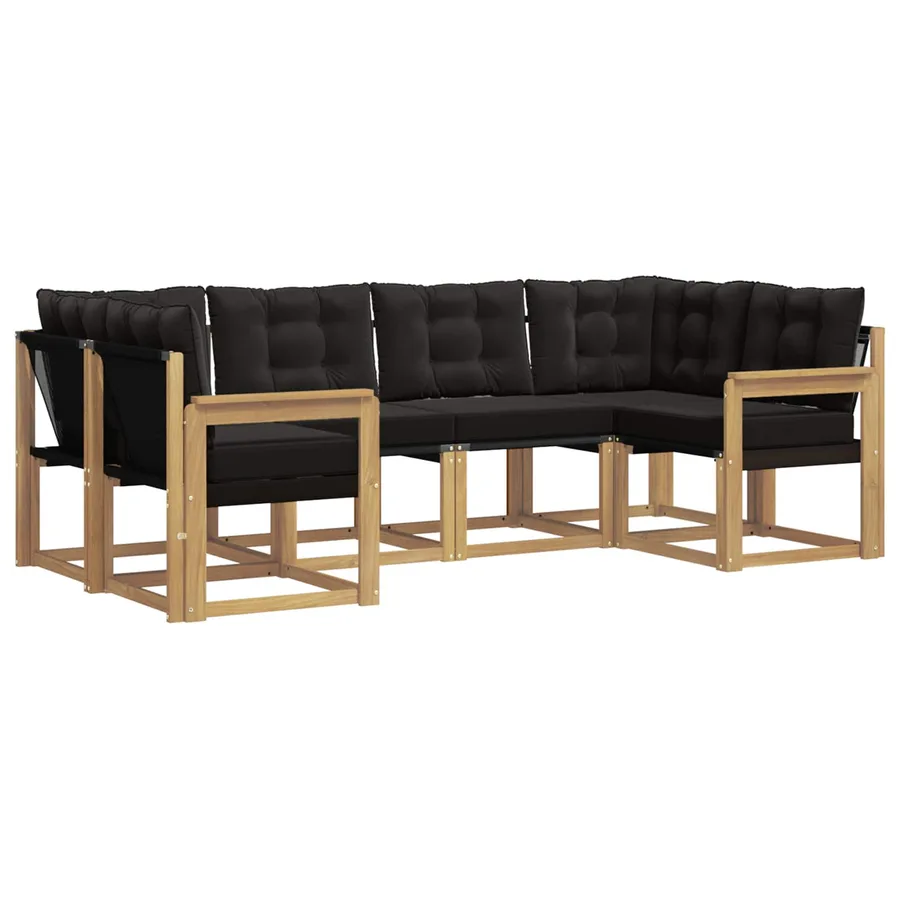 Ensemble de canapés d'extérieur 6 pcs Blanc et noir - 2
