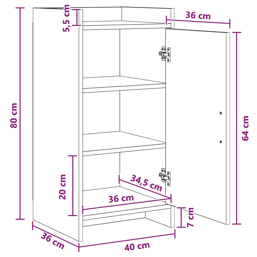 Buffet Blanc 40 x 36 x 80 cm Bois d'ingénierie - 8