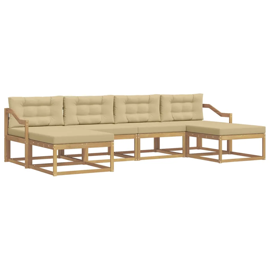 Ensemble de canapés d'extérieur 6 pcs Blanc et Beige - 2
