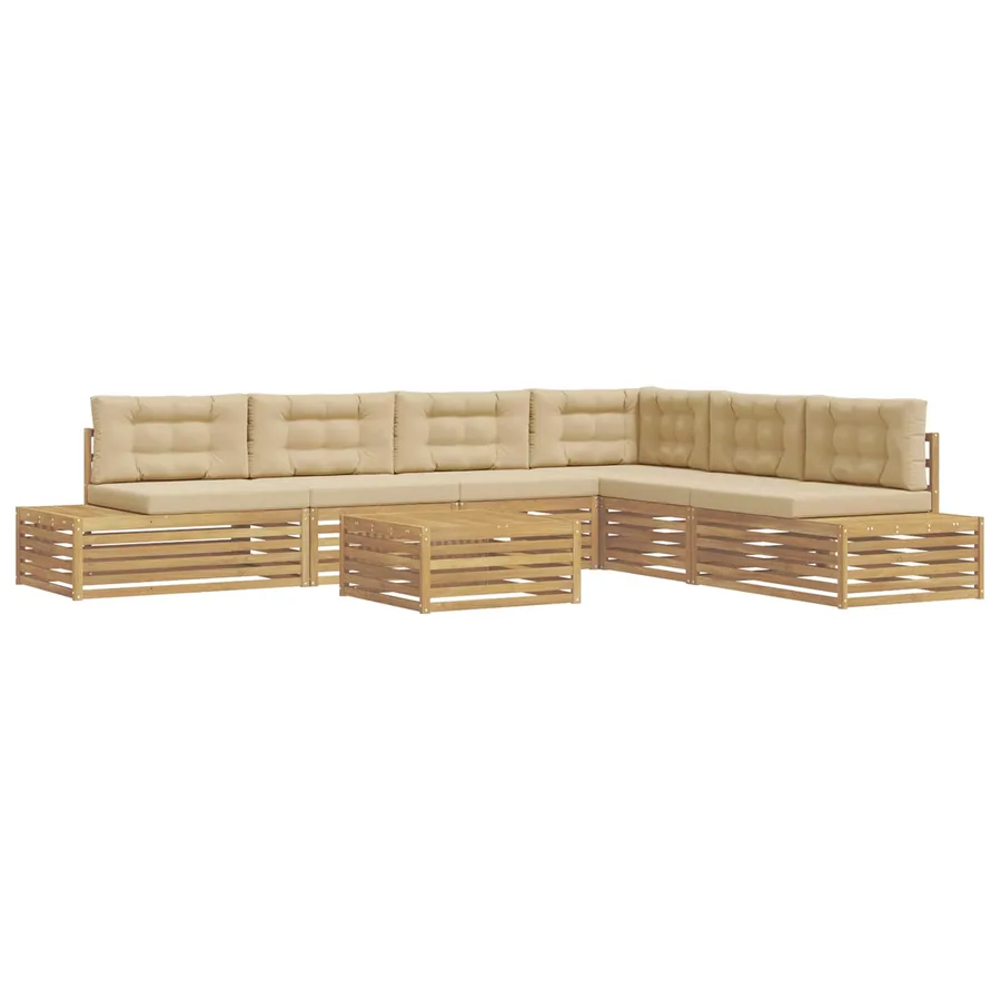 8 pcs Ensemble de canapés d'extérieur Polyester Blanc - 2