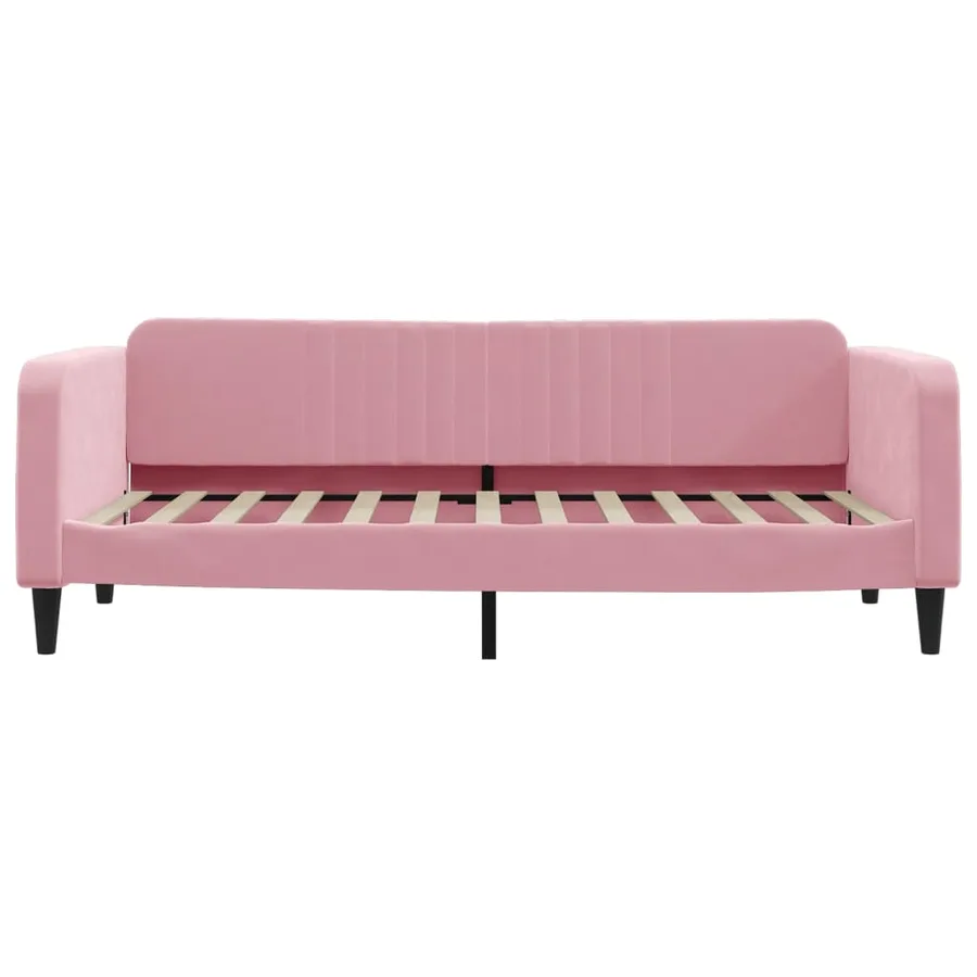 Lit de jour avec matelas rose 90x200 cm velours - 4