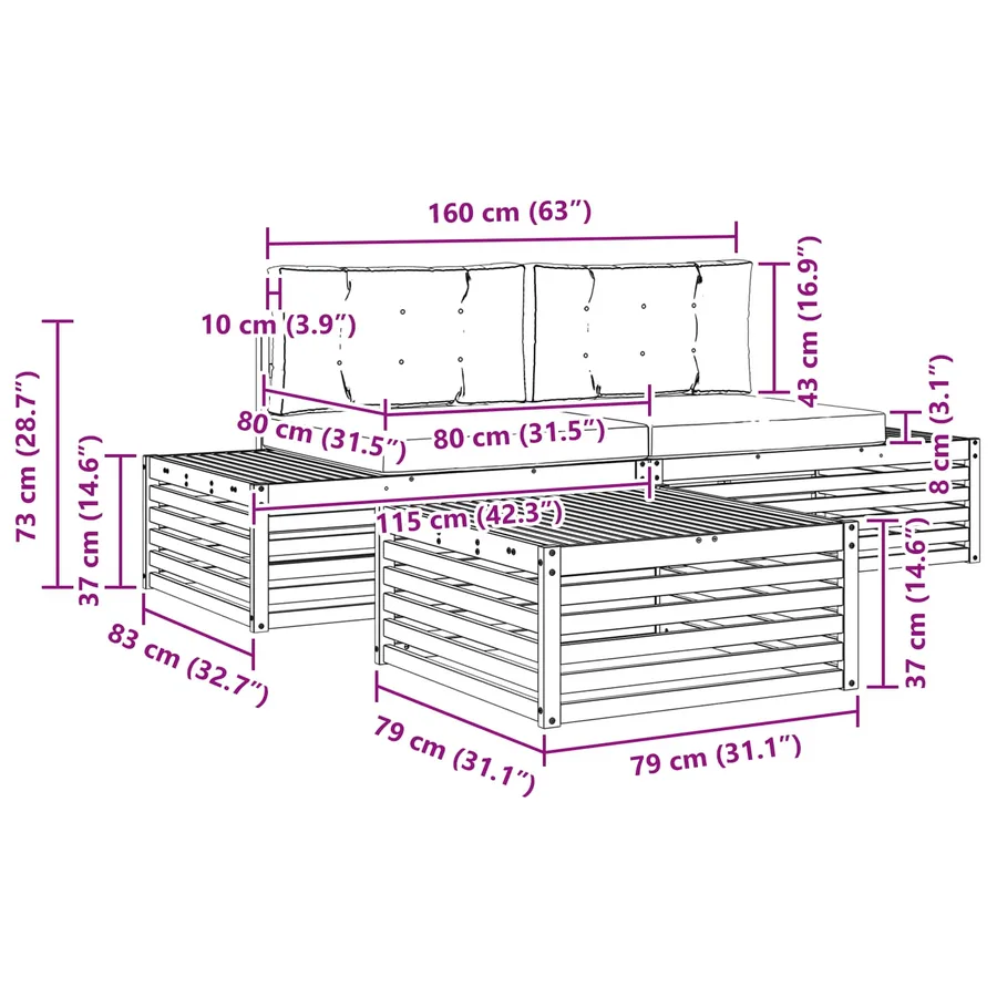 4 pcs Ensemble de canapés d'extérieur Polyester Blanc - 8