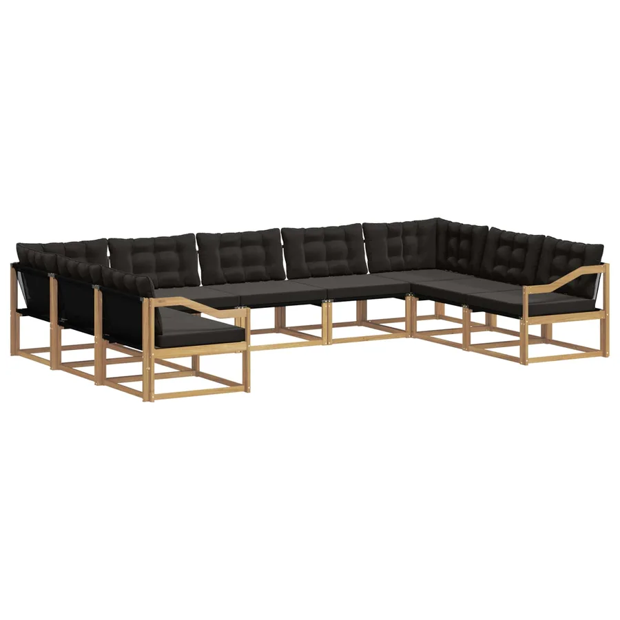 Ensemble de canapés d'extérieur 9 pcs Blanc et noir - 2
