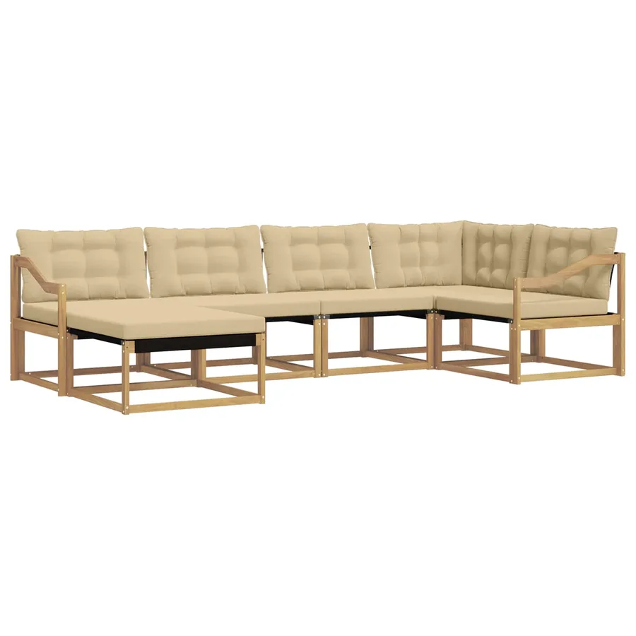 Ensemble de canapés d'extérieur 6 pcs Blanc et Beige - 2