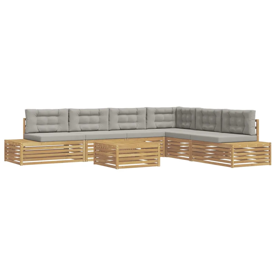 8 pcs Ensemble de canapés d'extérieur Polyester Blanc - 2