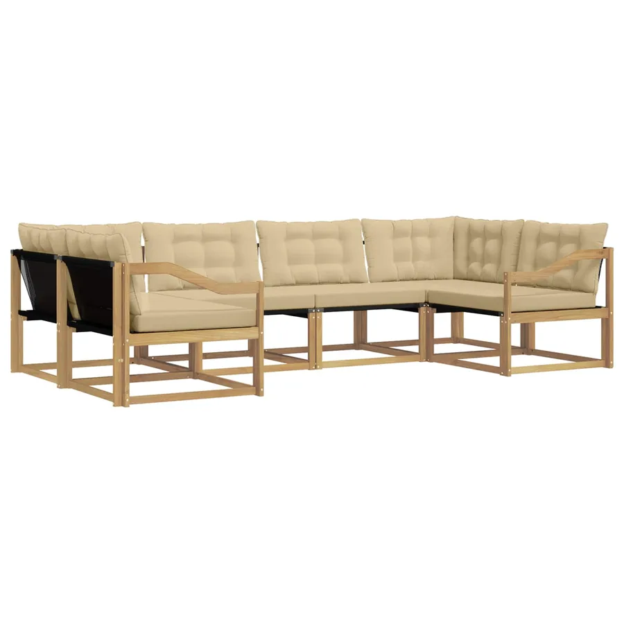 Ensemble de canapés d'extérieur 6 pcs Blanc et Beige - 2