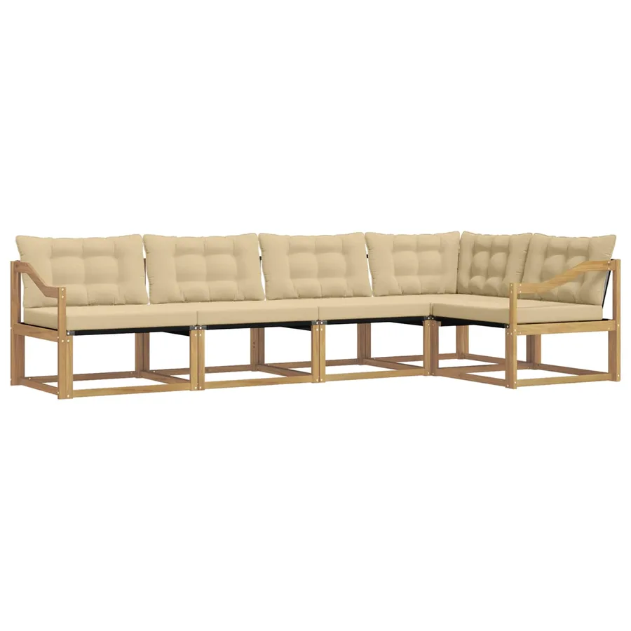 Ensemble de canapés d'extérieur 5 pcs Blanc et Beige - 2