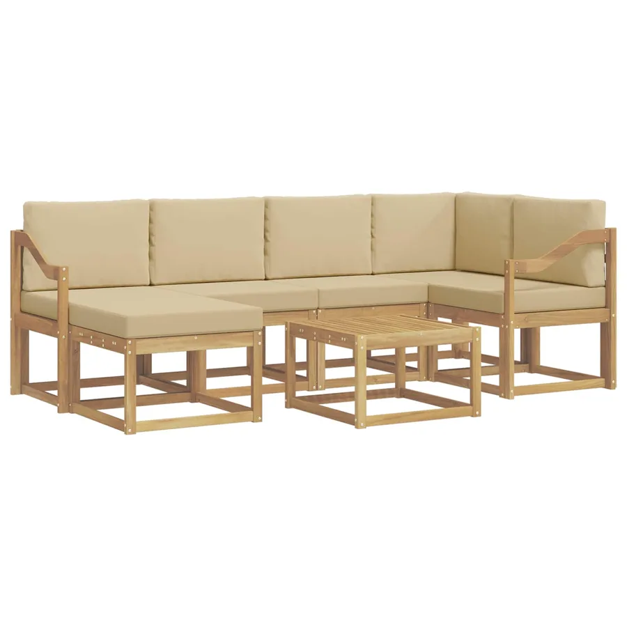 Ensemble de canapés d'extérieur 7 pcs Blanc et Beige - 2