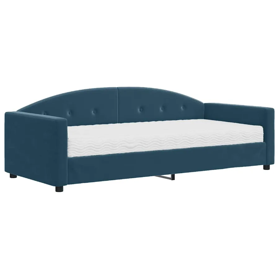 Lit de jour avec matelas bleu 90x200 cm velours - 2